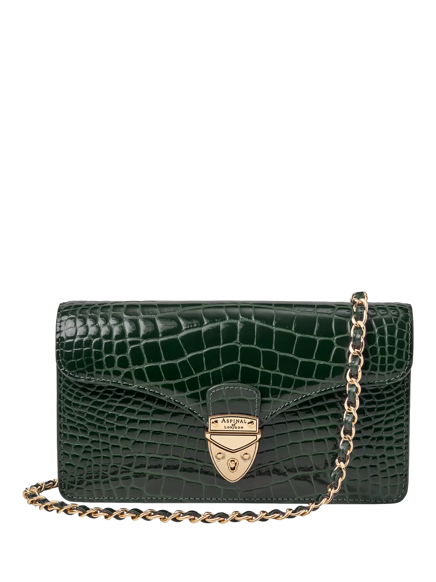 Aspinal of London Mayfair Leather Clutch Bag, Evergreen