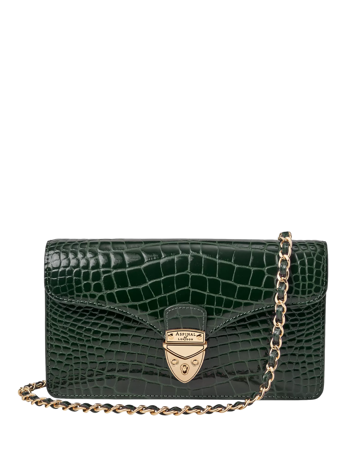 Aspinal of London Mayfair Leather Clutch Bag, Evergreen