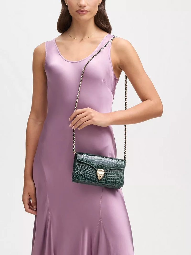 Aspinal of London Mayfair leather clutch bag, imported from the UK