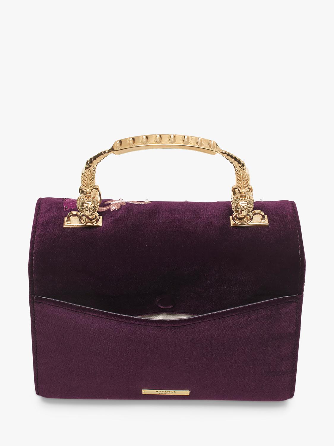 Aspinal of London cross body bag Mayfair velvet cassis (British brand)