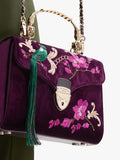 Aspinal of London cross body bag Mayfair velvet cassis (British brand)