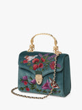 Aspinal of London velvet cross body bag peacock (British brand)