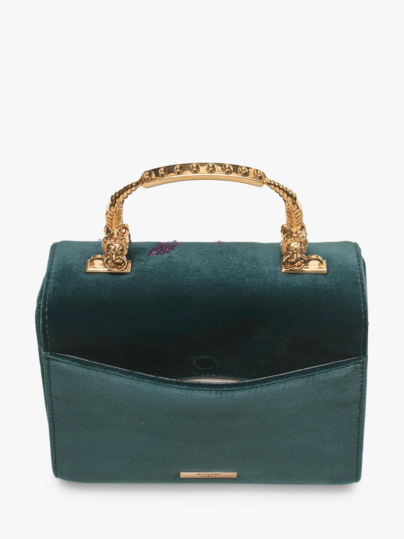 Aspinal of London velvet cross body bag peacock (British brand)