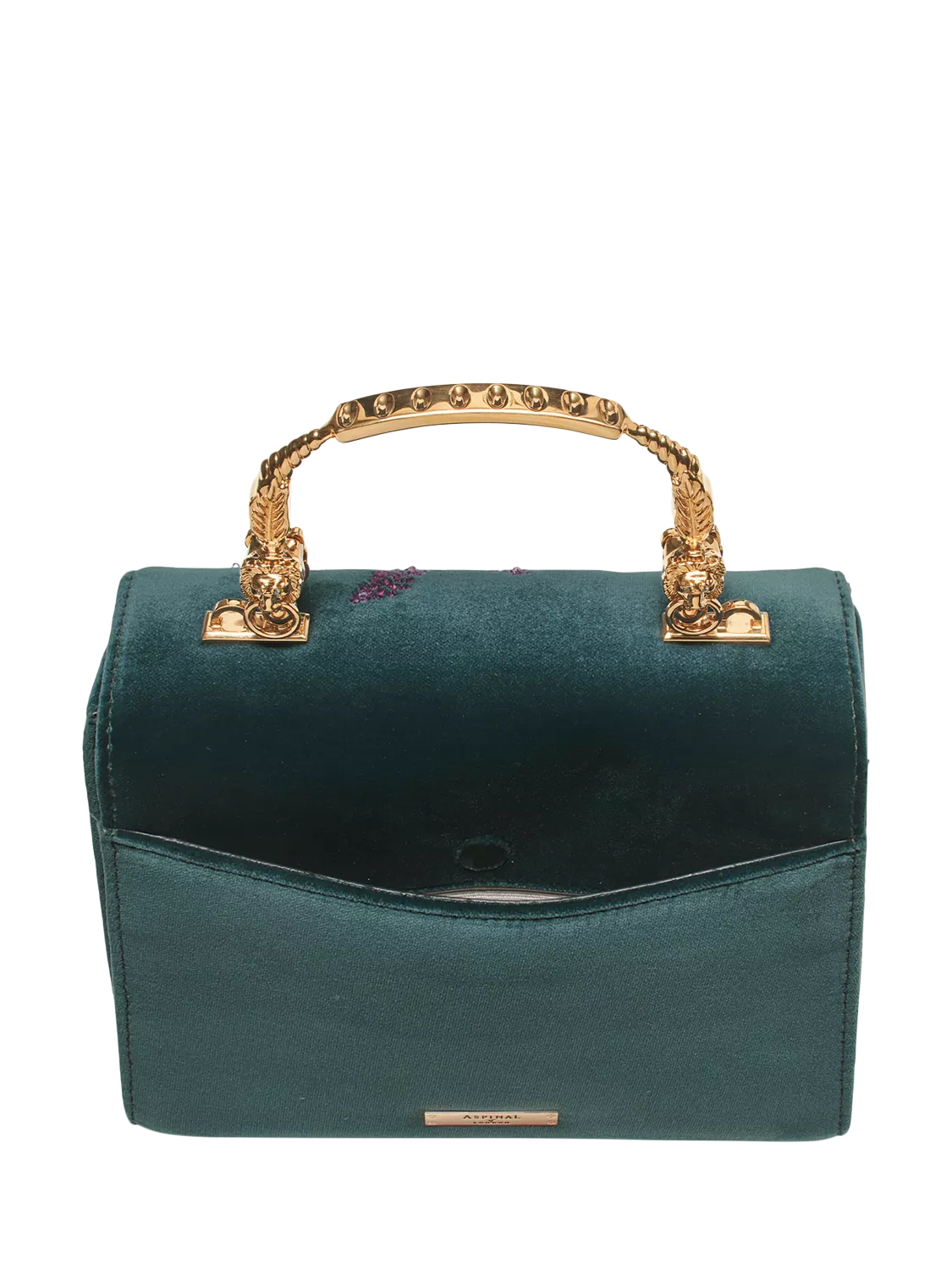 Aspinal of London velvet cross body bag peacock (British brand)
