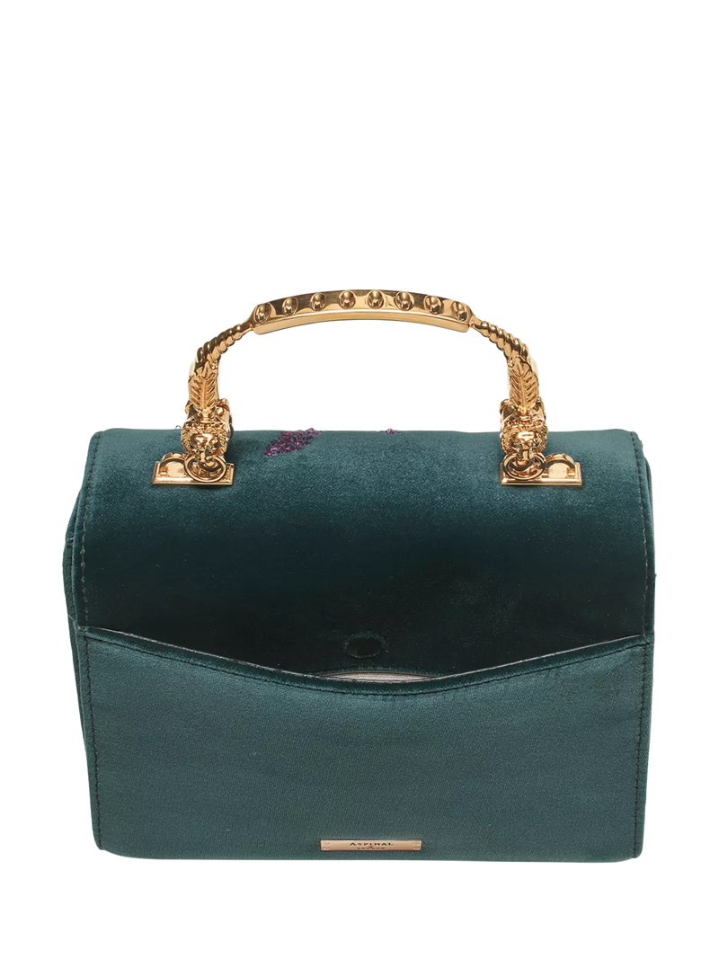 Aspinal of London velvet cross body bag peacock (British brand)