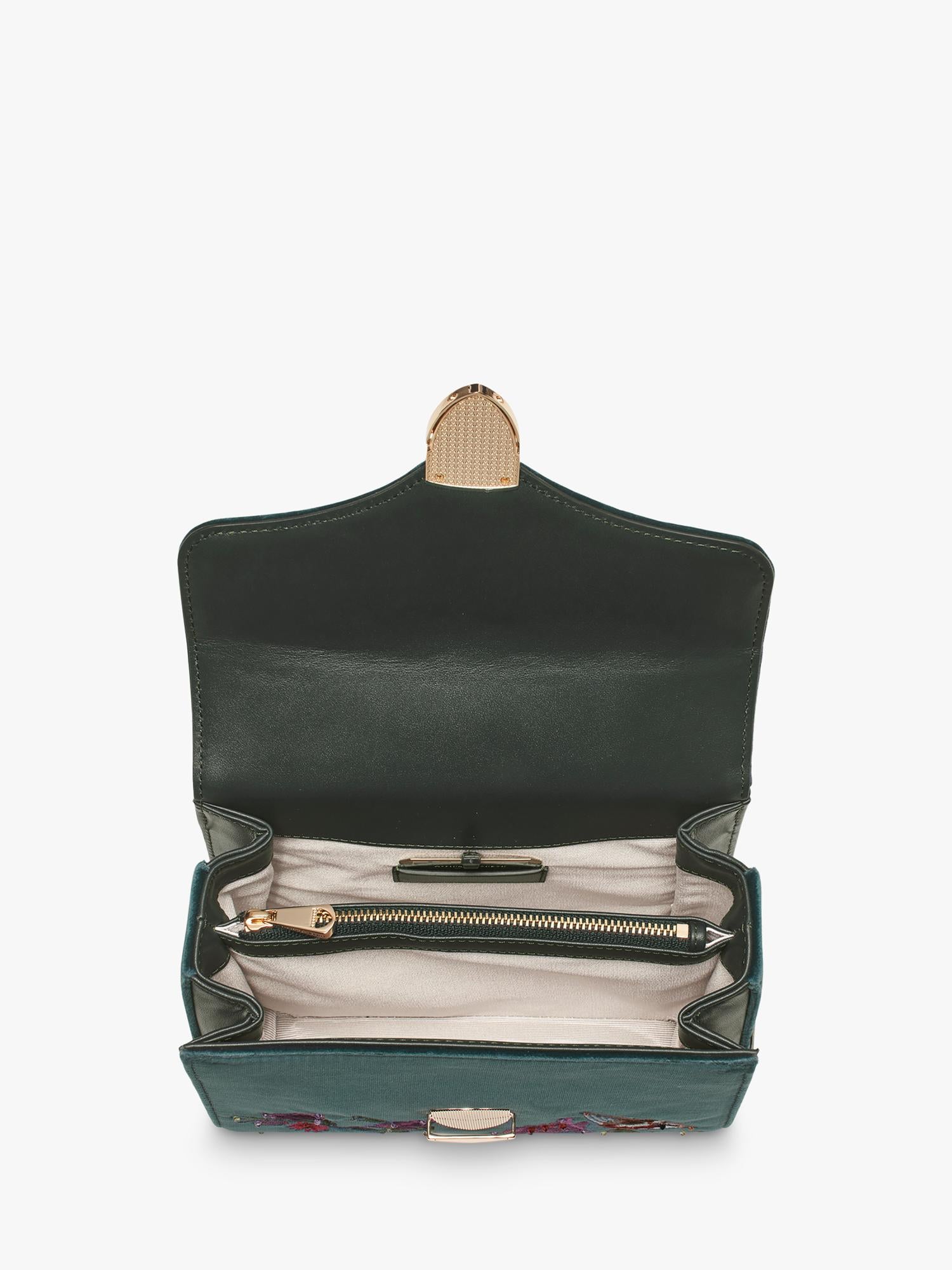 Aspinal of London velvet cross body bag peacock (British brand)