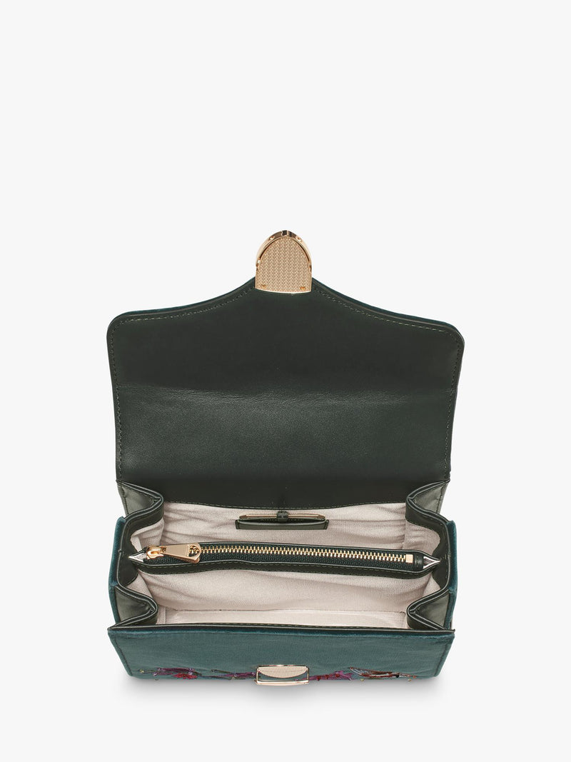 Aspinal of London velvet cross body bag peacock (British brand)