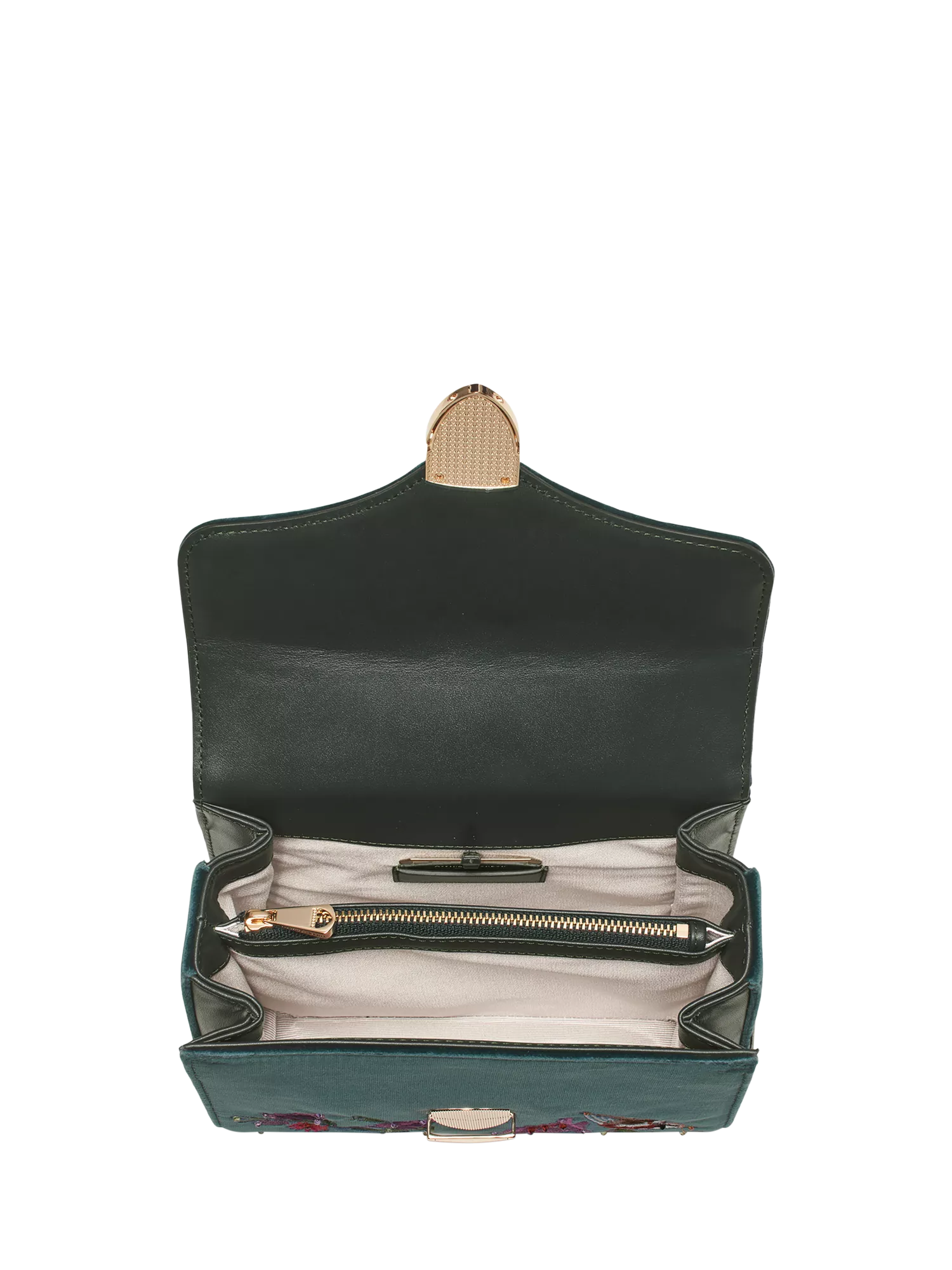Aspinal of London velvet cross body bag peacock (British brand)