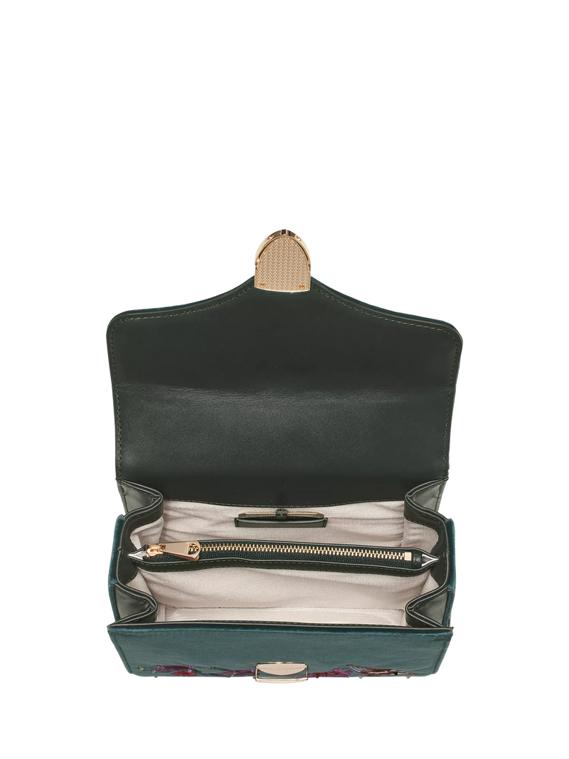 Aspinal of London velvet cross body bag peacock (British brand)
