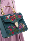 Aspinal of London velvet cross body bag peacock (British brand)