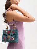 Aspinal of London velvet cross body bag peacock (British brand)