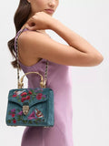 Aspinal of London velvet cross body bag peacock (British brand)