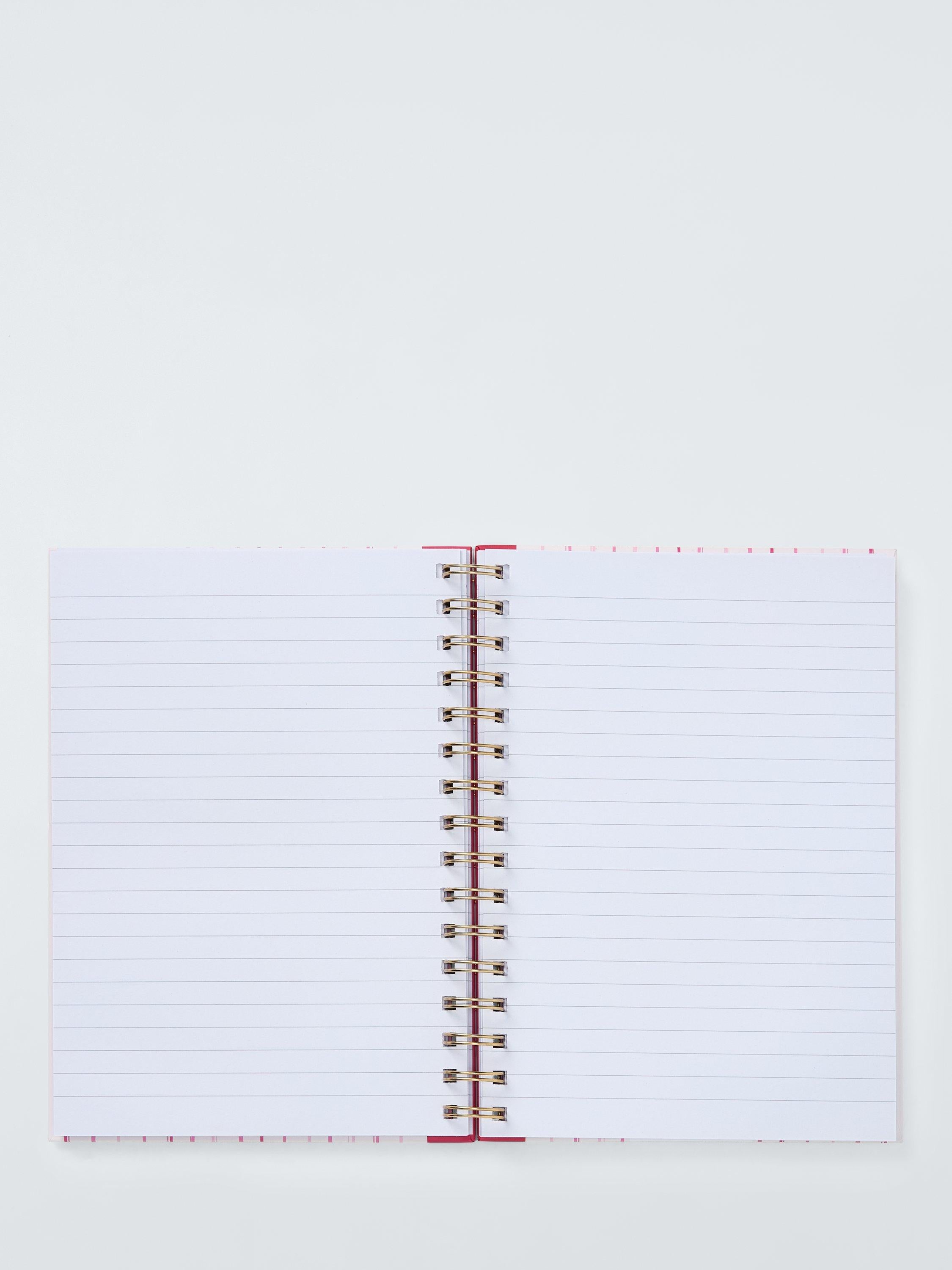 John Lewis pink stripe bow notebook A5, imported from the UK