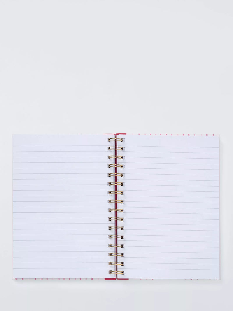 John Lewis pink stripe bow notebook A5, imported from the UK