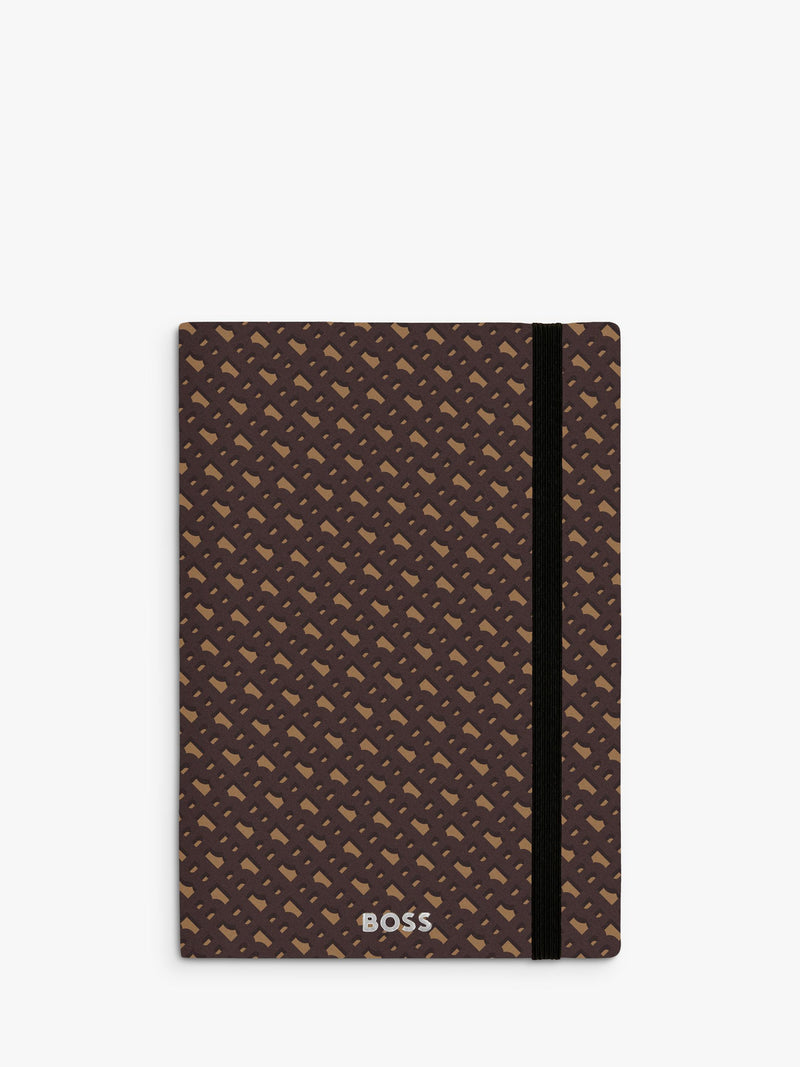 HUGO BOSS A5 Elemental Monogram notebook in camel, imported from the UK