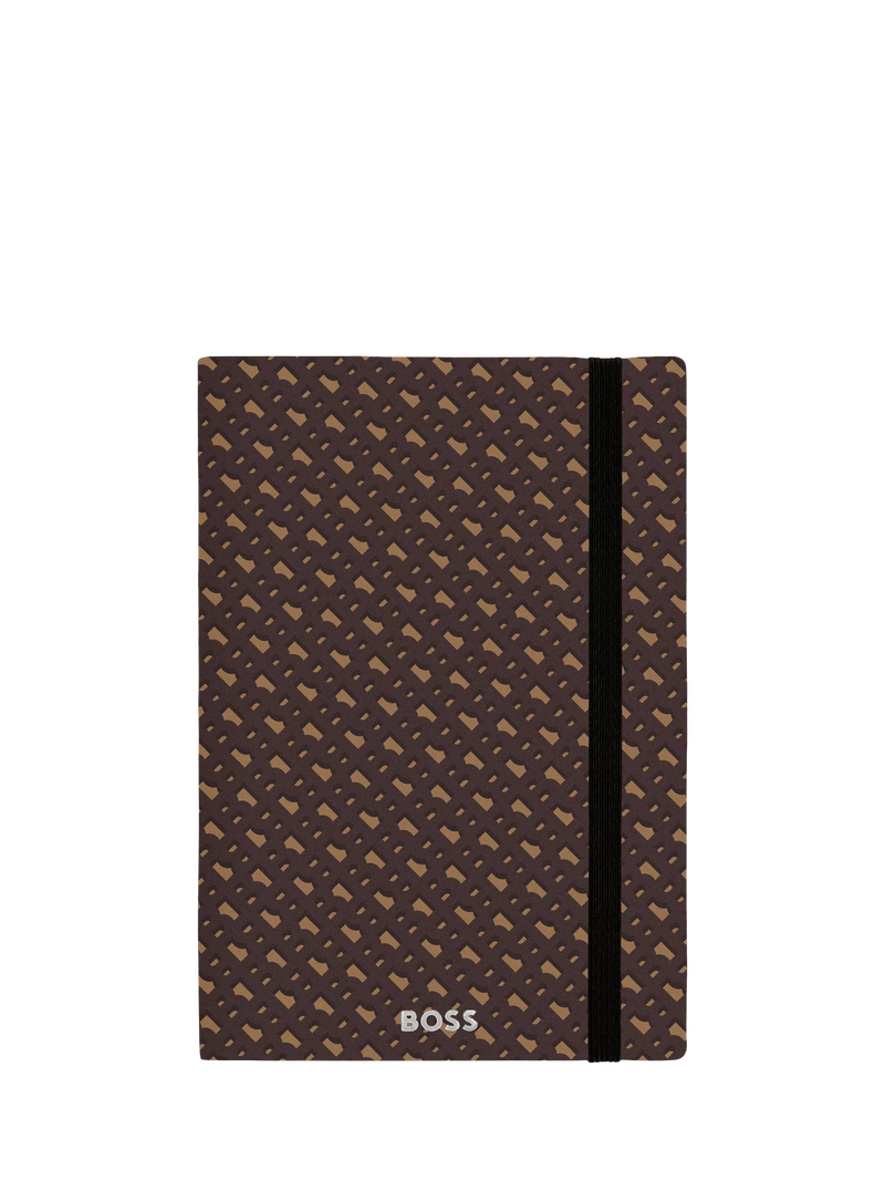 HUGO BOSS A5 Elemental Monogram notebook in camel, imported from the UK