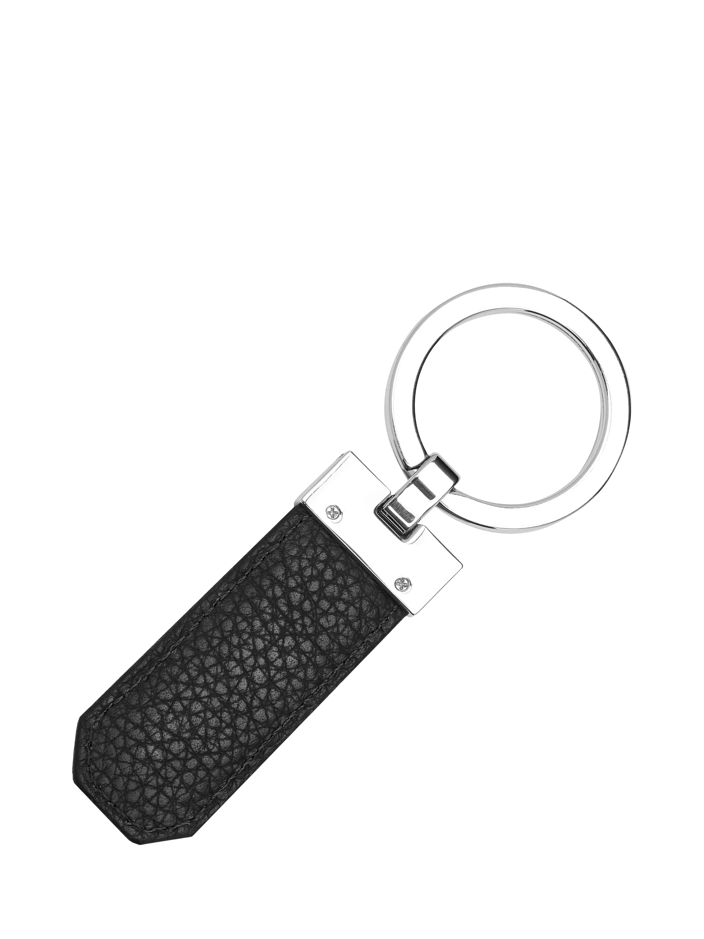 HUGO BOSS black leather keyring with chrome details - British product