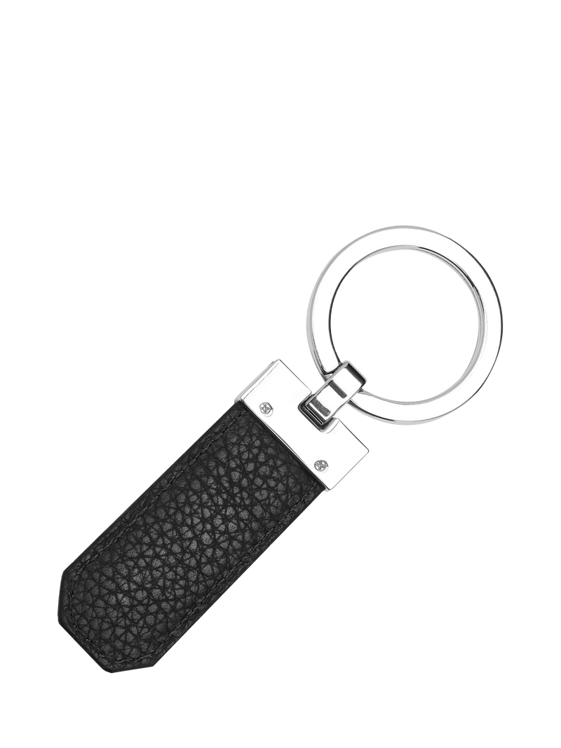HUGO BOSS black leather keyring with chrome details - British product