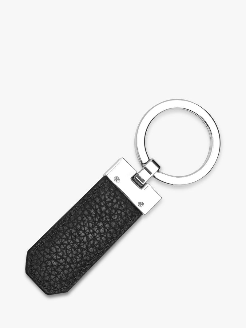 HUGO BOSS black leather keyring with chrome details - British product