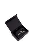 HUGO BOSS black leather keyring with chrome details - British product