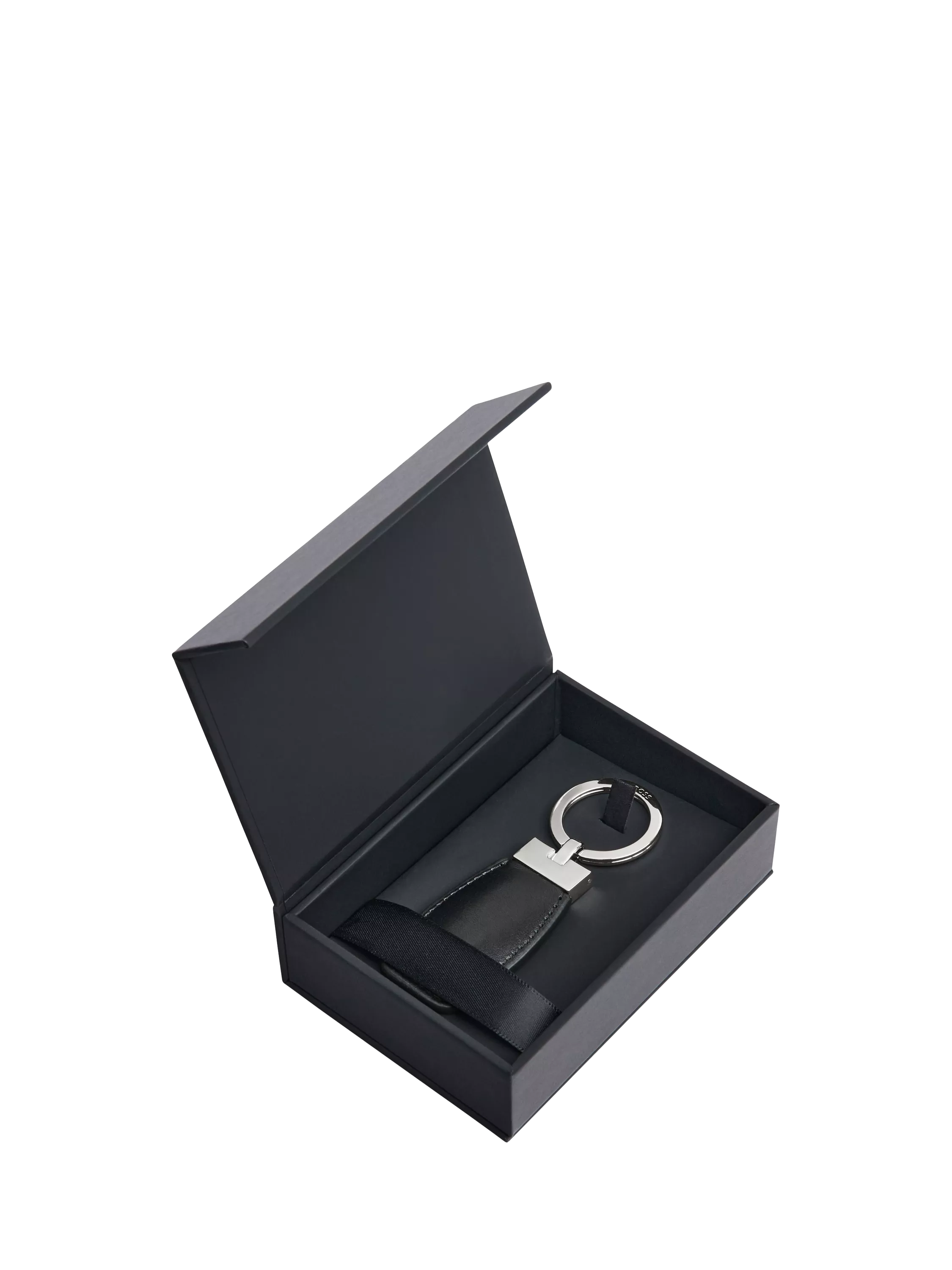 Hugo Boss Double B keyring black chrome, imported from the UK