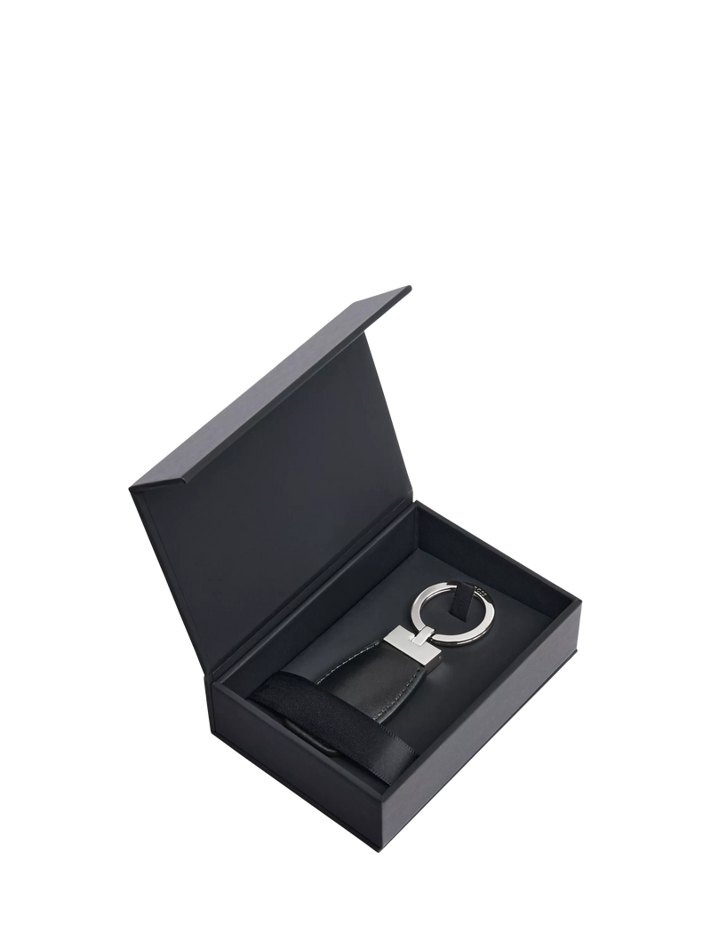 Hugo Boss Double B keyring black chrome, imported from the UK