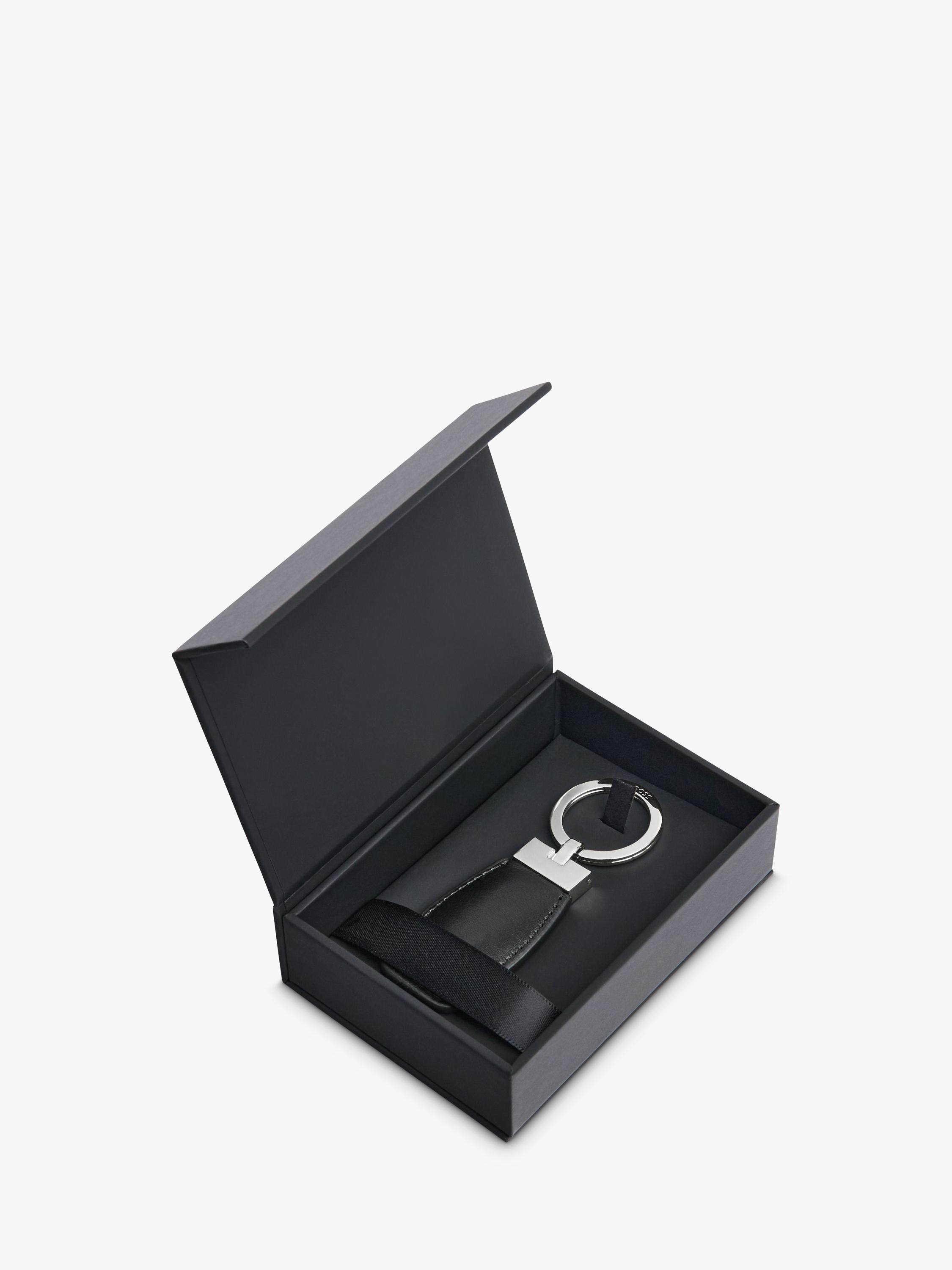 Hugo Boss Double B keyring black chrome, imported from the UK
