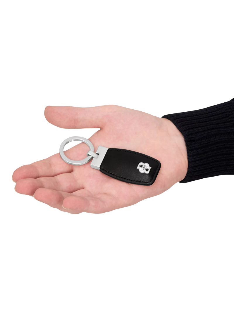 Hugo Boss Double B keyring black chrome, imported from the UK