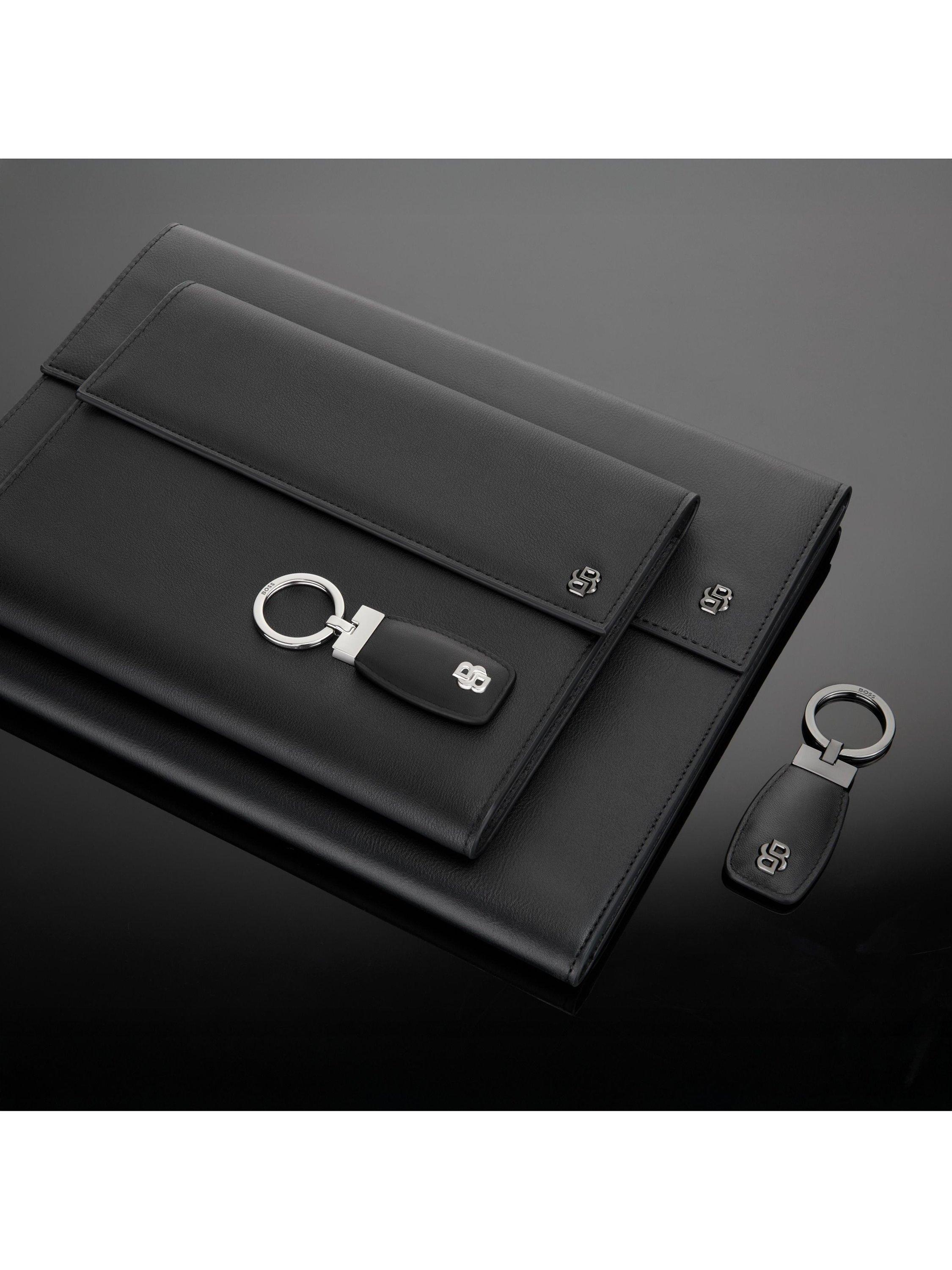 Hugo Boss Double B keyring black chrome, imported from the UK