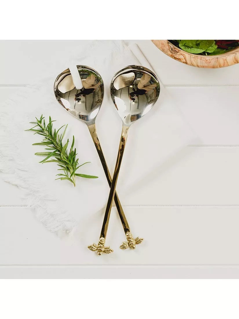 Selbrae House metallic bee salad servers - British product