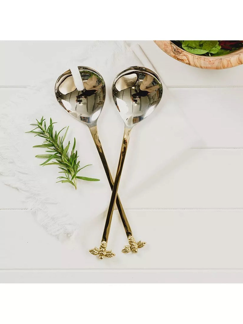 Selbrae House metallic bee salad servers - British product