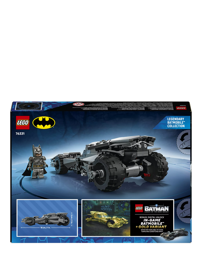 LEGO Batman v Superman Batmobile building toy 76331 - British product