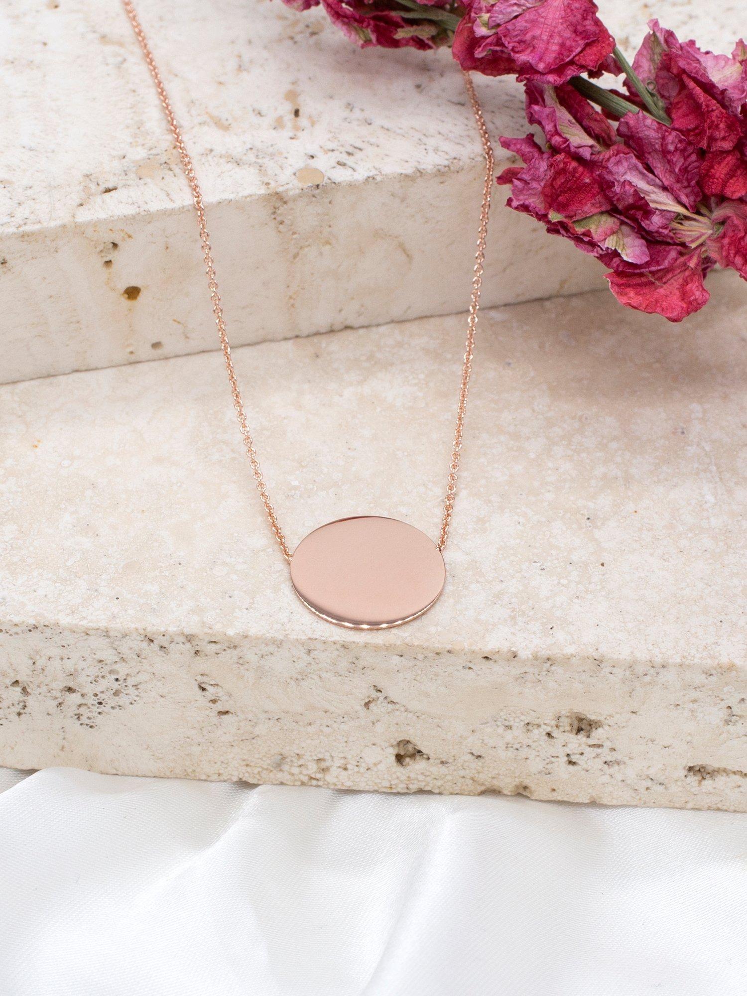IBB disc pendant necklace rose gold, imported from the UK
