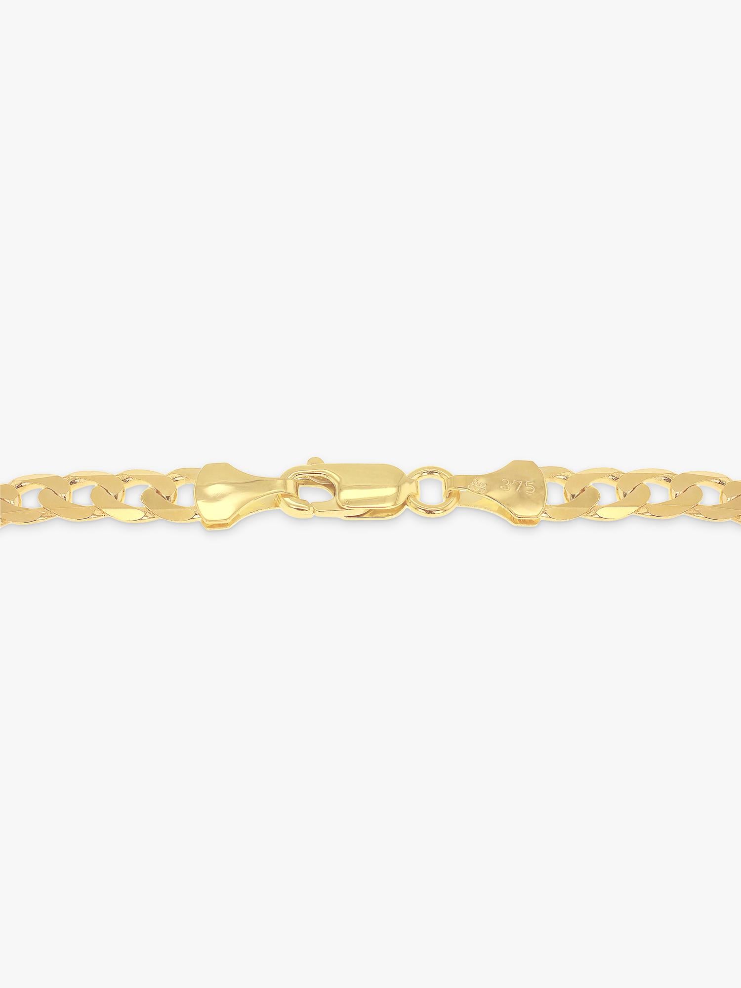 IBB 9ct yellow gold diamond cut curb bracelet 20cm (British brand)