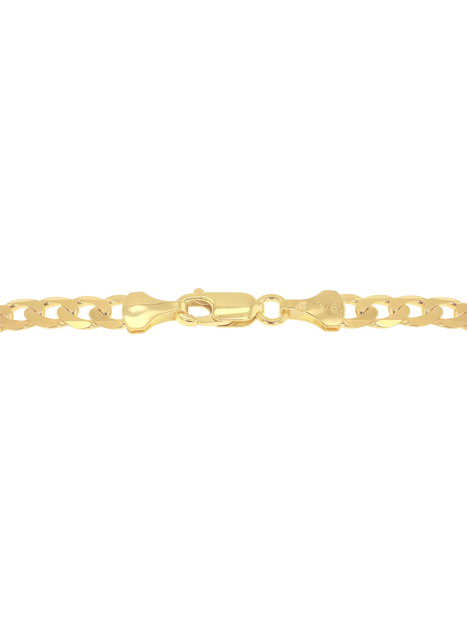 IBB 9ct yellow gold diamond cut curb bracelet 20cm (British brand)