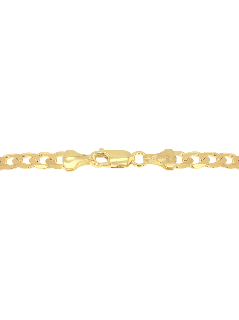 IBB 9ct yellow gold diamond cut curb bracelet 20cm (British brand)