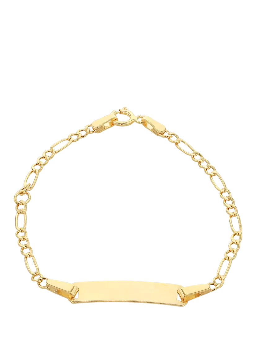 IBB Kids' 9ct Yellow Gold Hollow Figaro ID Bracelet