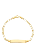 IBB Kids' 9ct Yellow Gold Hollow Figaro ID Bracelet