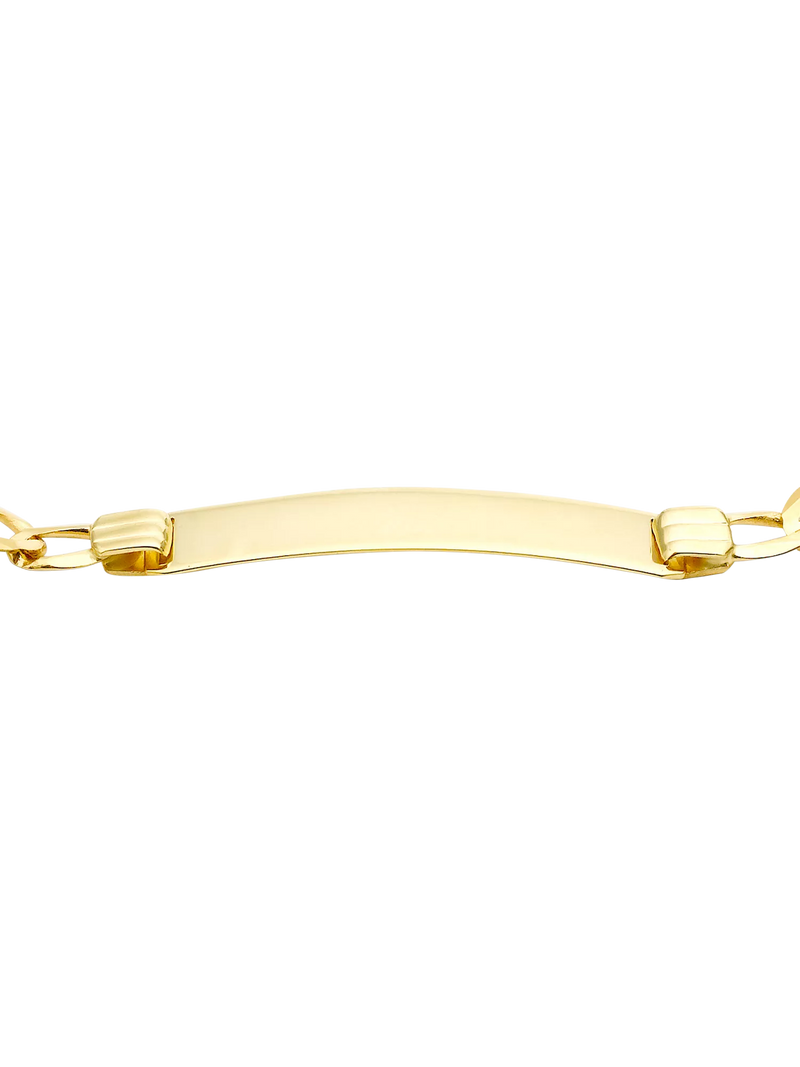 IBB 9ct yellow gold flat curb ID bracelet, imported from the UK