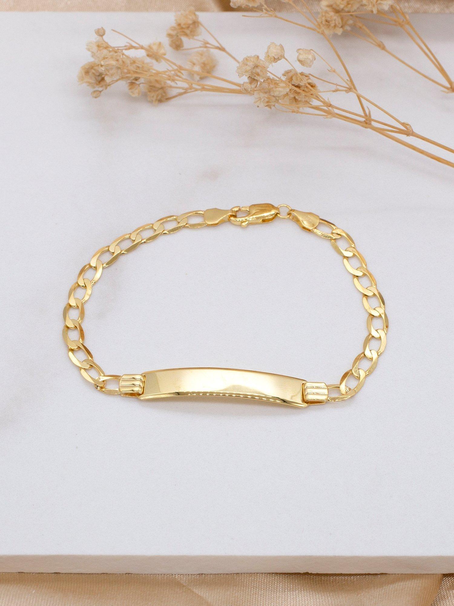 IBB 9ct yellow gold flat curb ID bracelet, imported from the UK