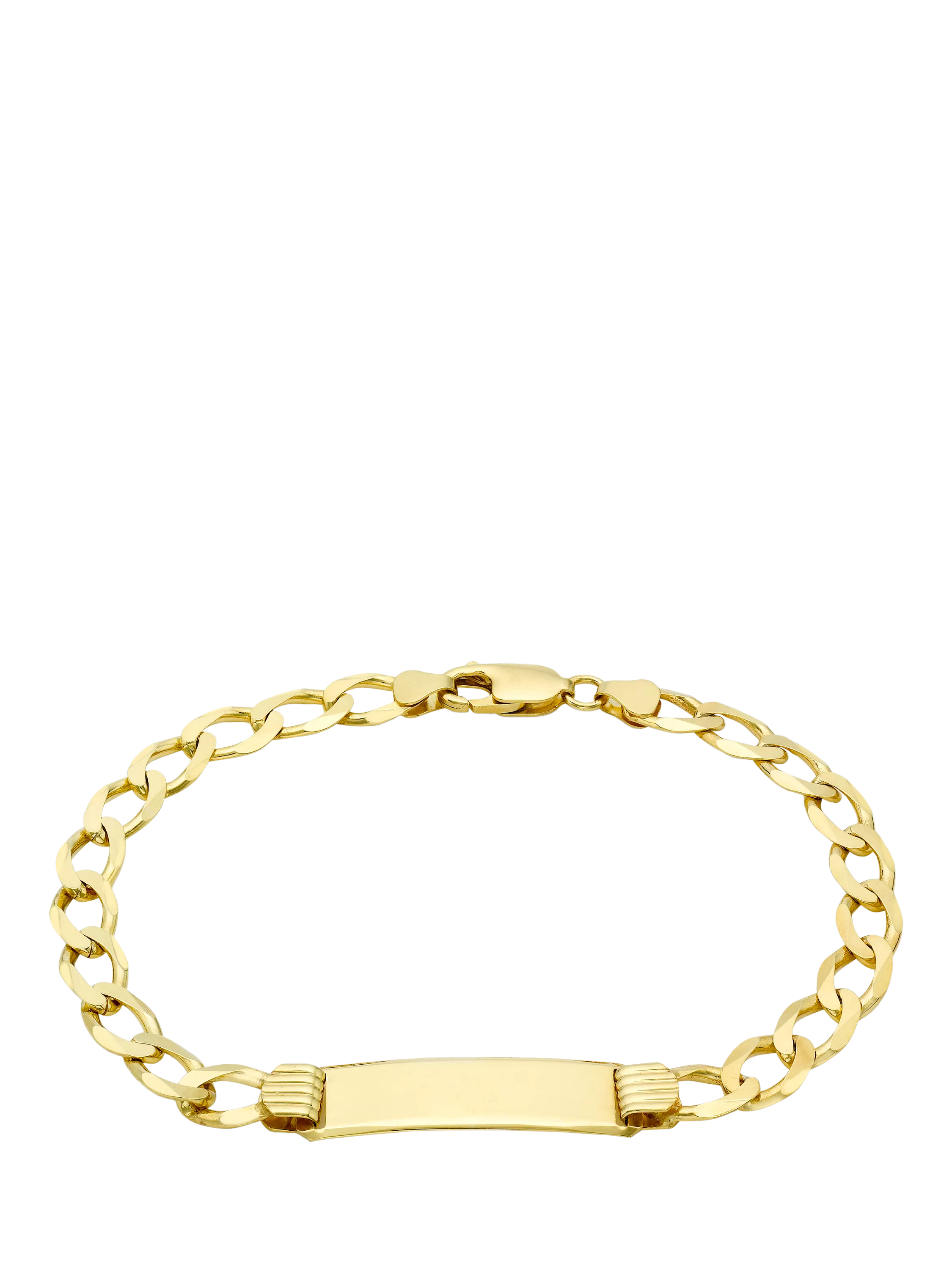 IBB 9ct Yellow Gold Flat Diamond Cut Curb ID Bracelet