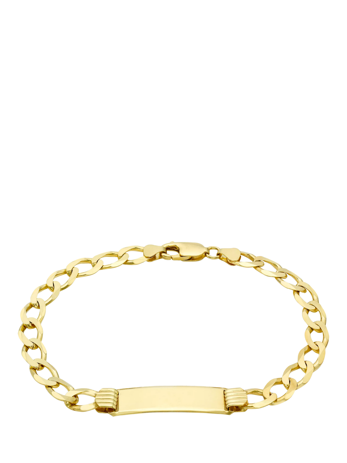 IBB 9ct Yellow Gold Flat Diamond Cut Curb ID Bracelet