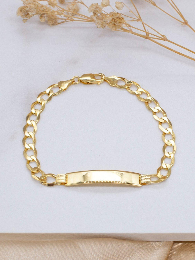 IBB 9ct gold flat diamond cut curb ID bracelet - British product