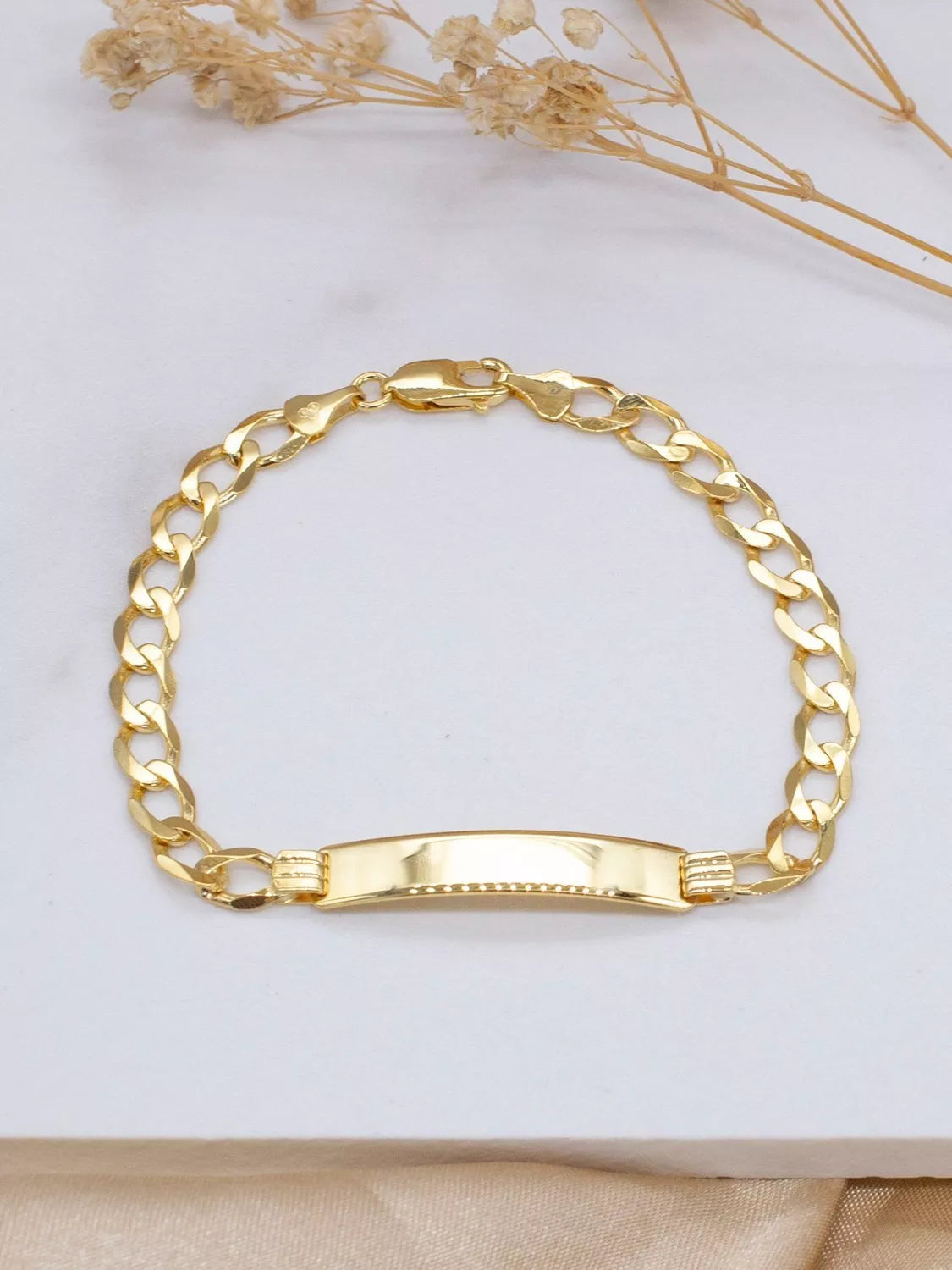 IBB 9ct gold flat diamond cut curb ID bracelet - British product