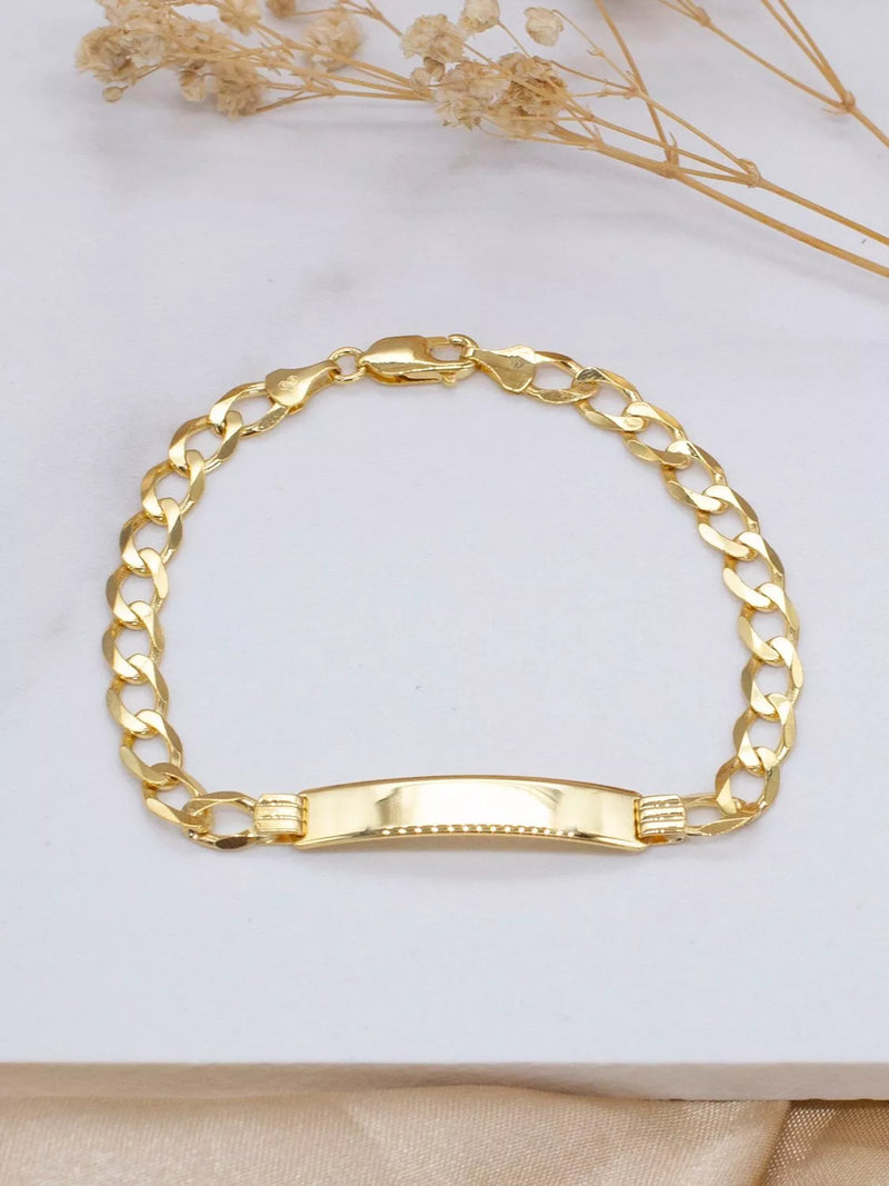 IBB 9ct gold flat diamond cut curb ID bracelet - British product