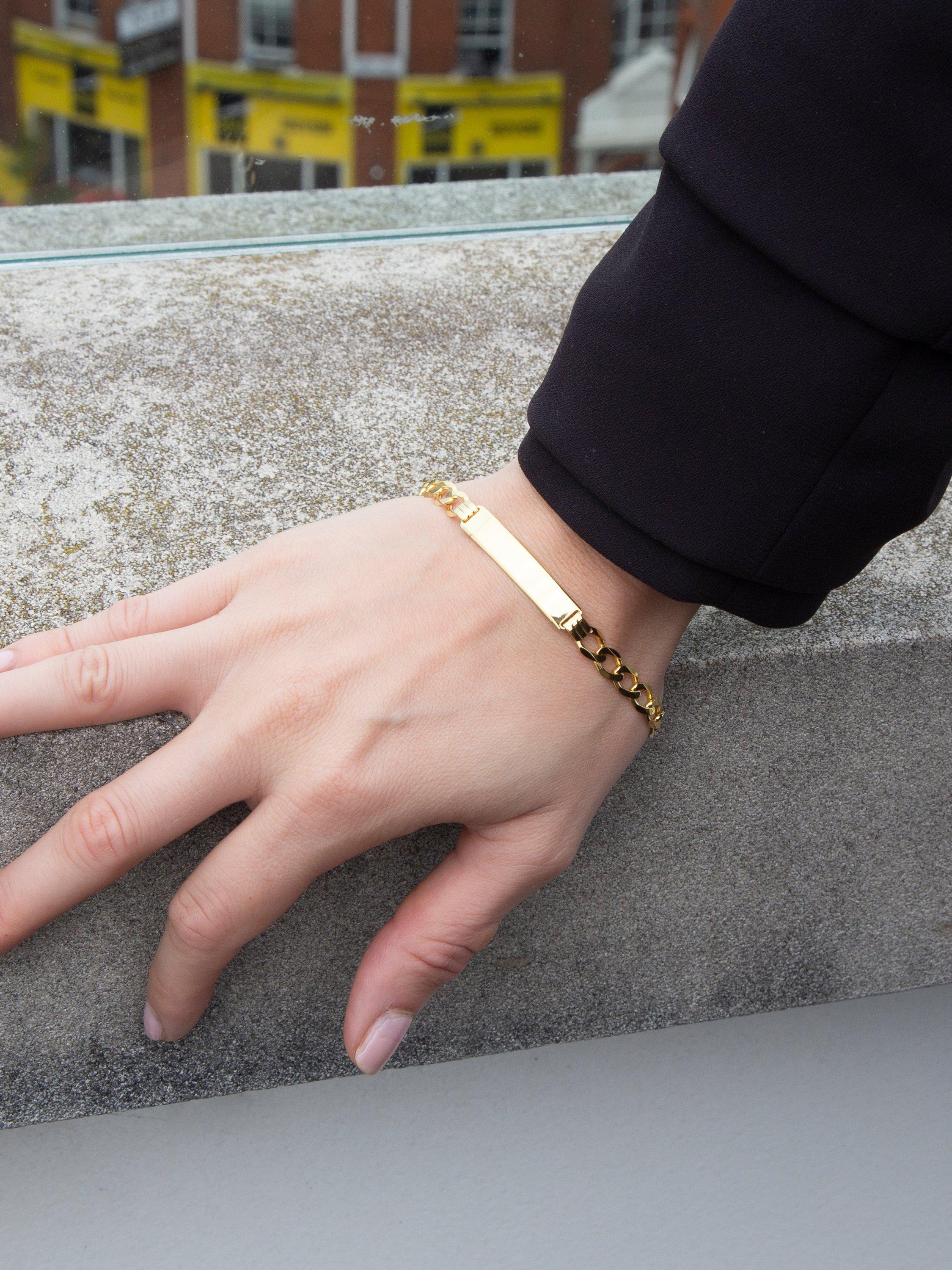 IBB 9ct gold flat diamond cut curb ID bracelet - British product