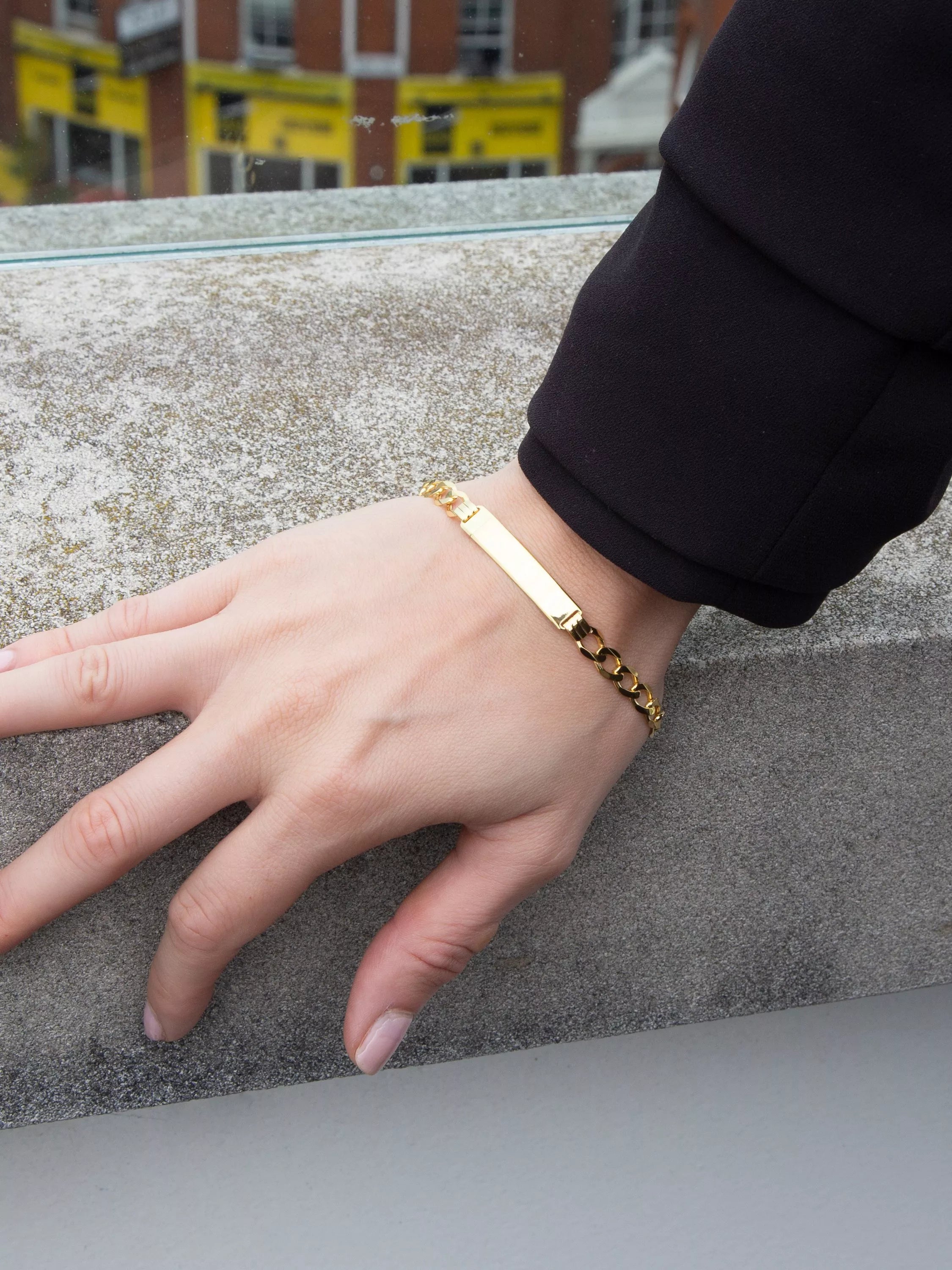 IBB 9ct gold flat diamond cut curb ID bracelet - British product