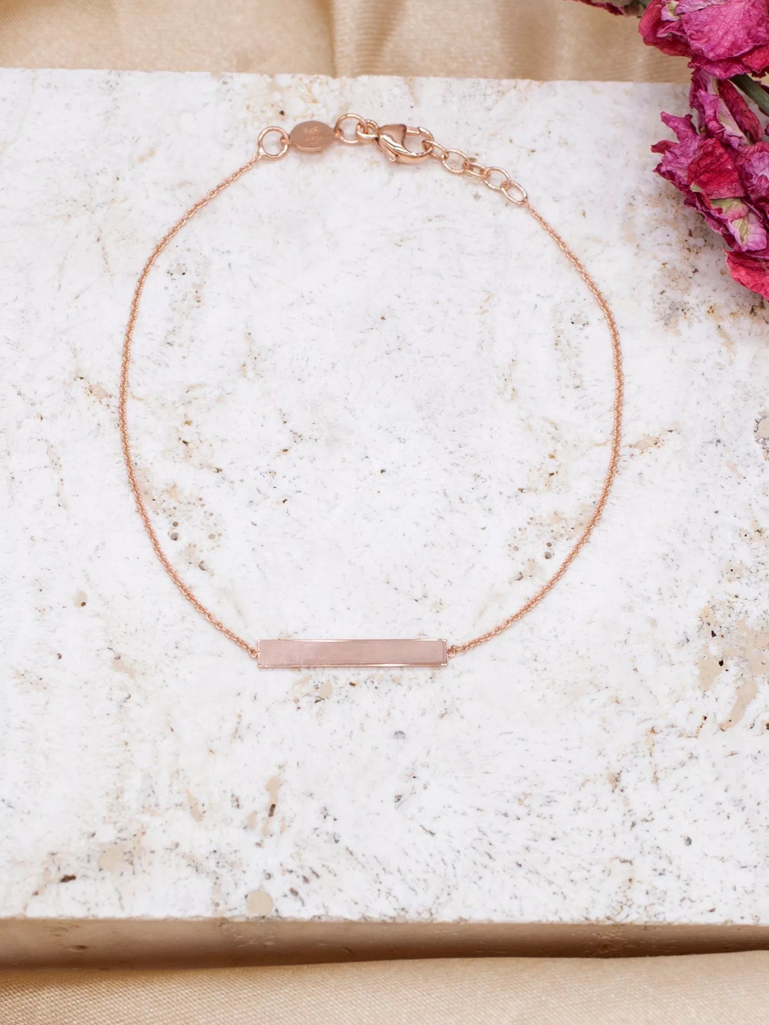 IBB 9ct rose gold horizontal bar bracelet (British brand)