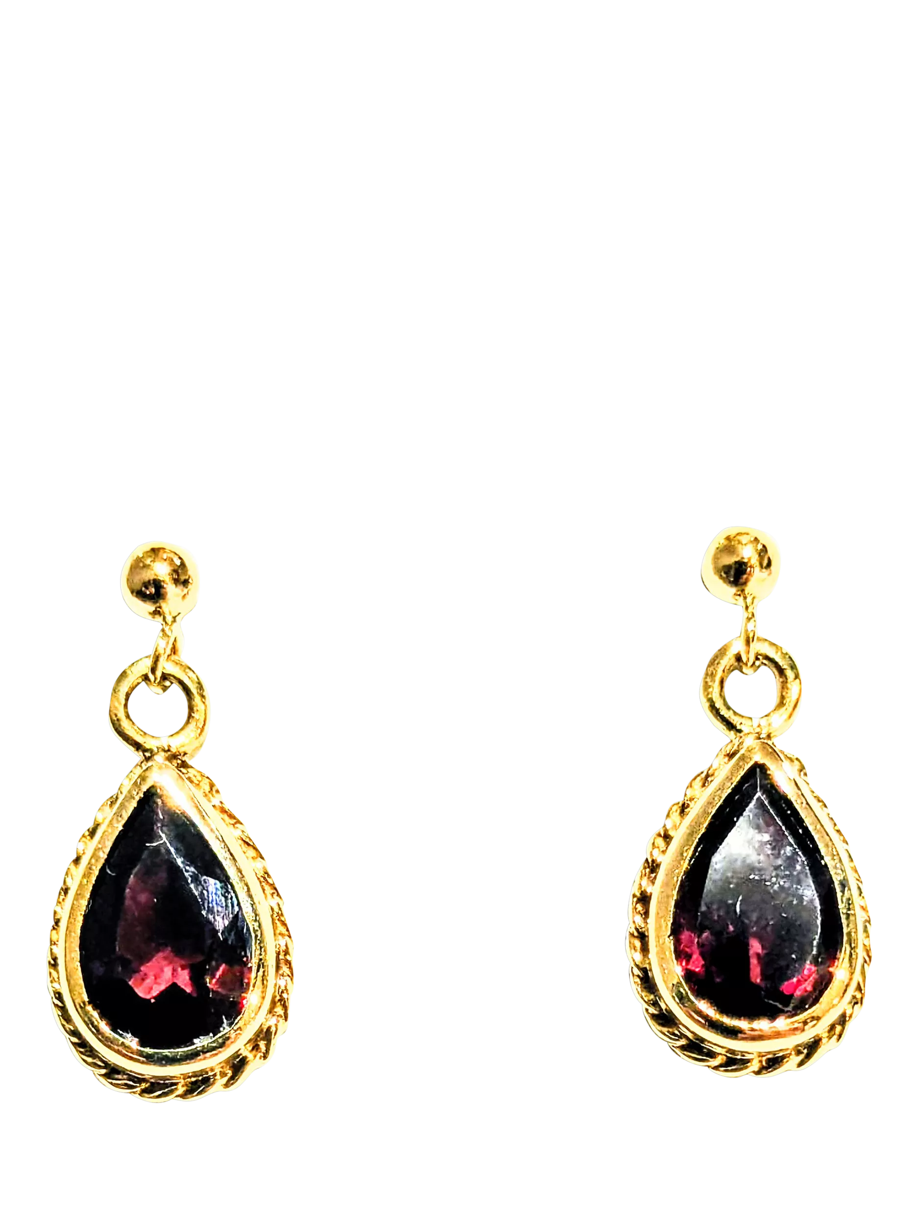 Pre-loved 9ct Yellow Gold Garnet Dropper Earrings