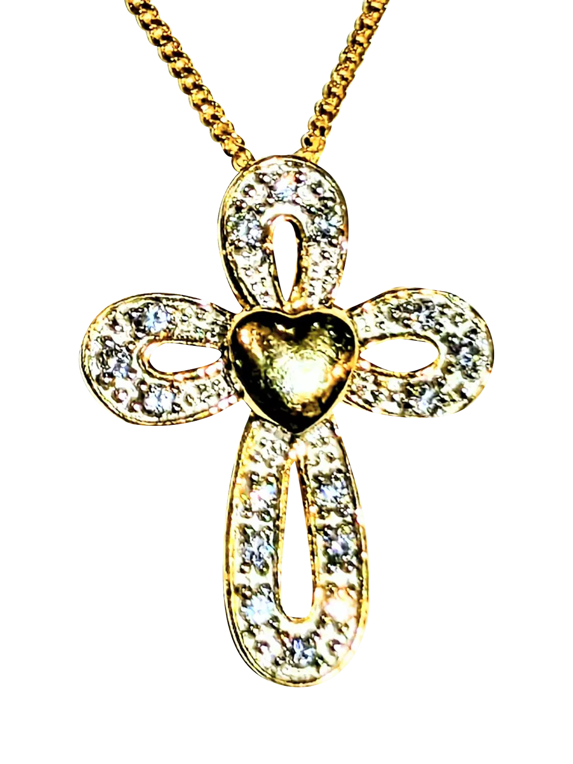 L & T Heirlooms 9ct gold cubic zirconia cross pendant - British product